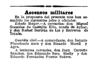 Ascenso de Edmundo Seco Shelly a teniente coronel.