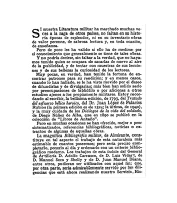 Texto en el que se loa, entre otros, los escritos militares de Manuel Seco Shelly.