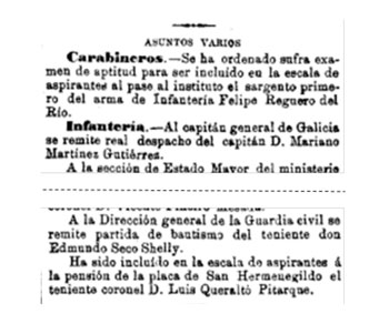 En 1988, Edmundo Seco Shelly envió su partida de nacimiento a la Dirección general de la Guardia Civil.