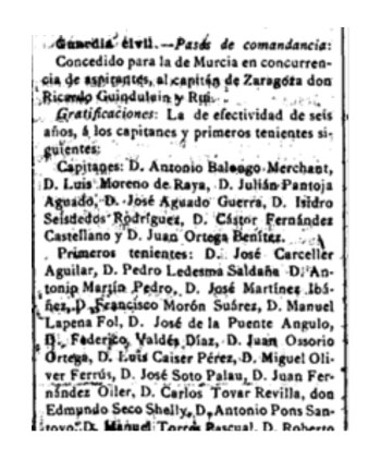 Notificación de gratificación concedida a Edmundo Seco Shelly cuando era primer teniente.