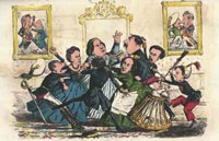 Caricaturas de Isabel II, conocida por su vida promiscua.