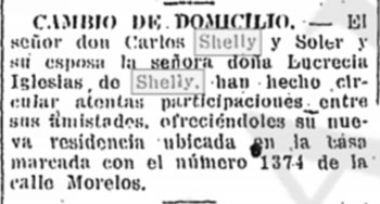 Notificación del nuevo domicilio de los Shelly & Iglesias.